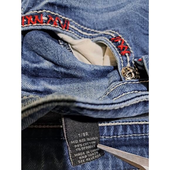 Rue 21 Premiere Jeans Womens Size 8 Preppy Grunge Y2K Distressed Patched - Picture 7 of 9